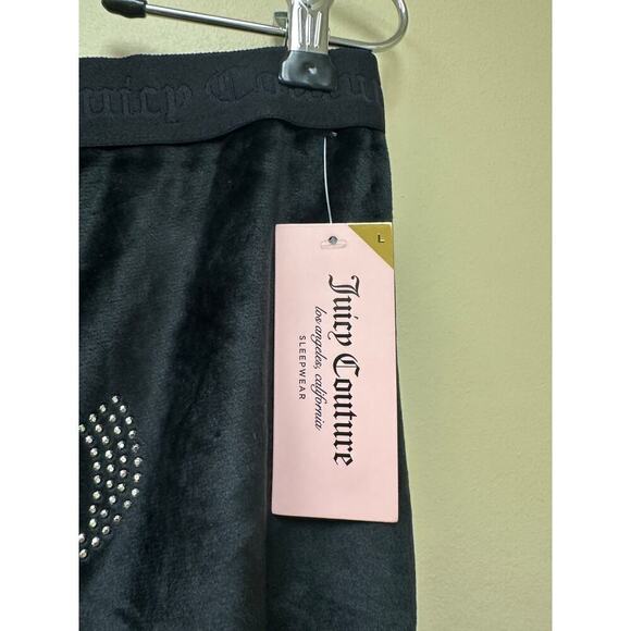NWT Juicy Couture Size L Black Bling Velour Mini Shorts Sleepwear Gift - Picture 3 of 9